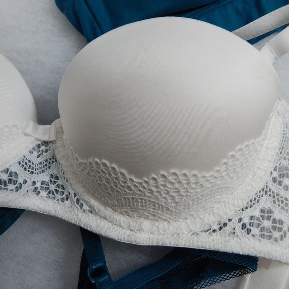 Auden Womens Bras 3 Pack Push Up & Lined Bralette White Turquoise Size 32A - Picture 13 of 16